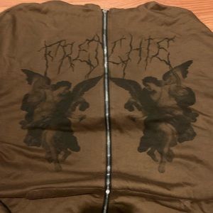 brown frenchie zip up hoodie